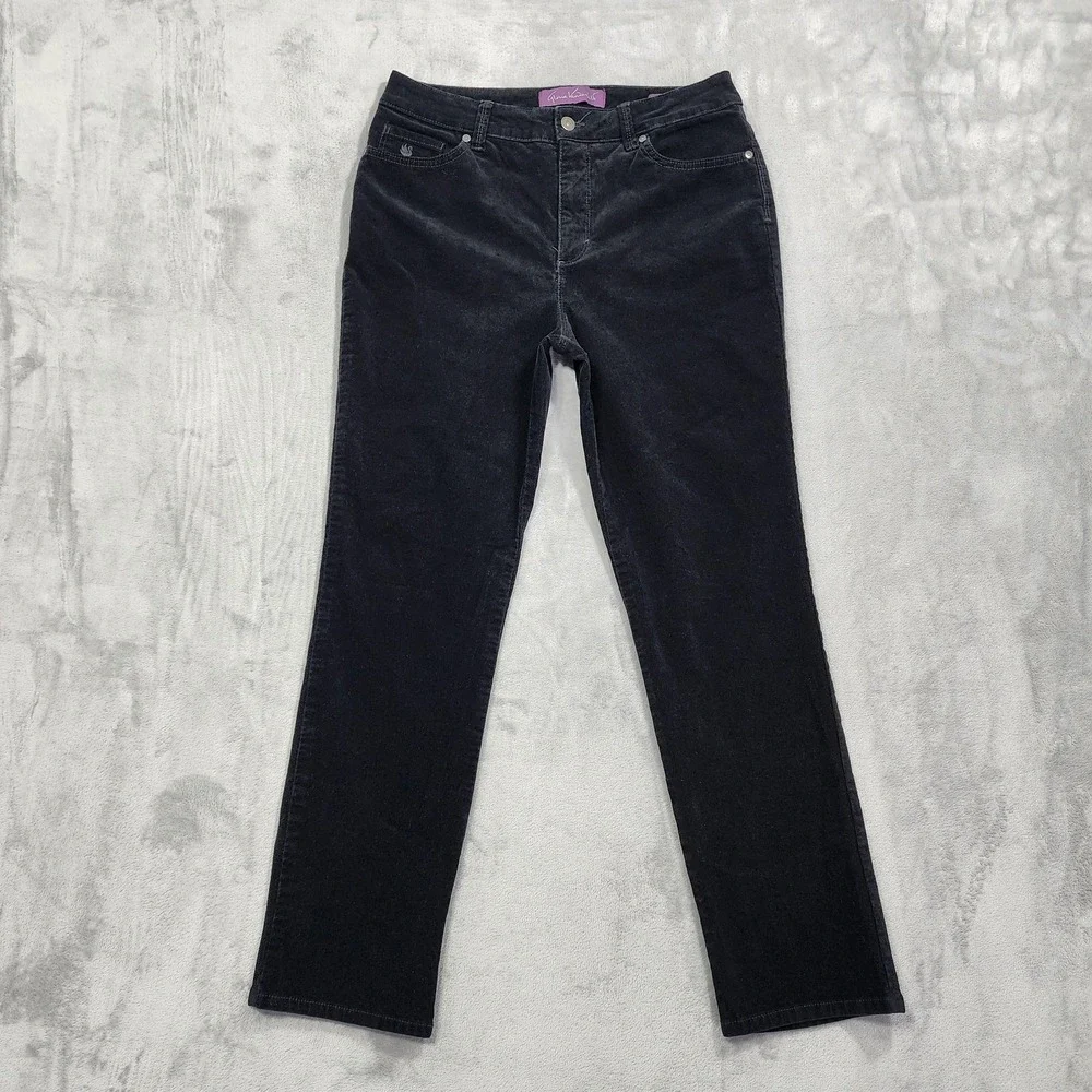 Gloria Vanderbilt Pants Womens 12P Black Amanda Corduroy Slim‎ Tapered Stretch